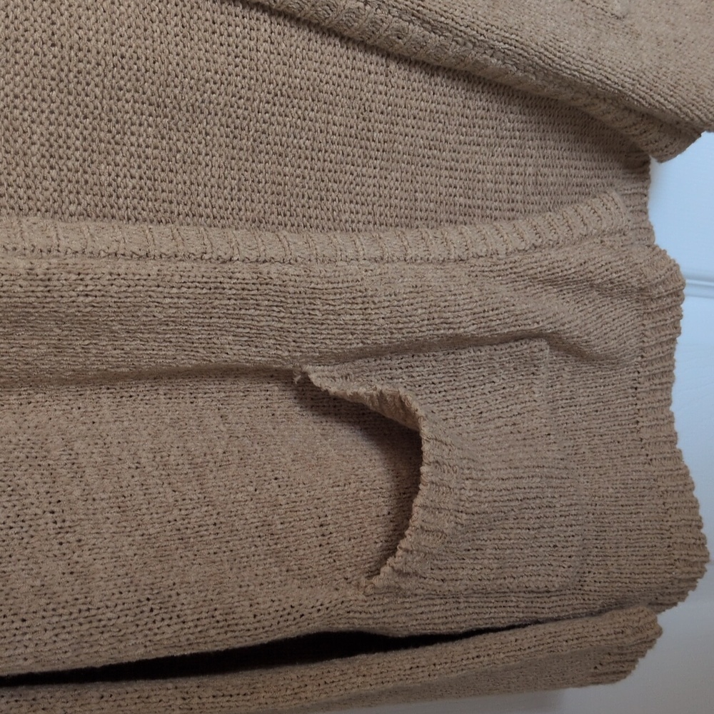 Cable & Gauge Tan Hooded Open Cardigan - XL - Picture 3 of 5